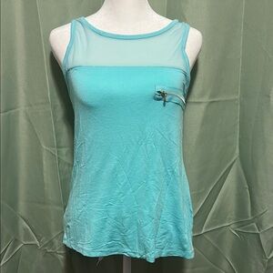 Aqua Sleeveless Top with Sheer Detail